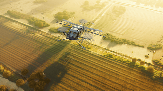 直升机在农田上空作业图片