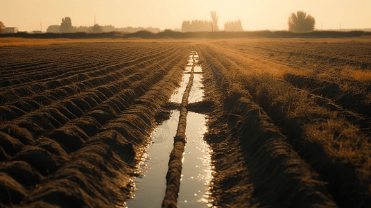 灌溉渠道和管道将水带到田间图片