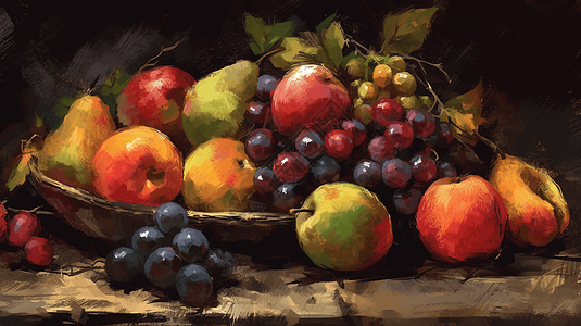 水果混合绘画图片