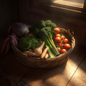 一篮子新鲜蔬果图片