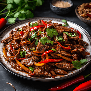 风味美食湘味麻辣牛肉背景