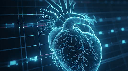 蓝色背景下的心脏展示图图片