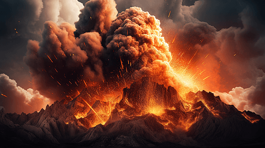 火山喷发特写图片