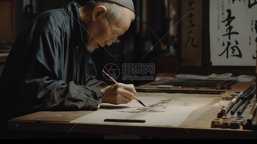 书法家写字高清图片下载-正版图片600003214-摄图网