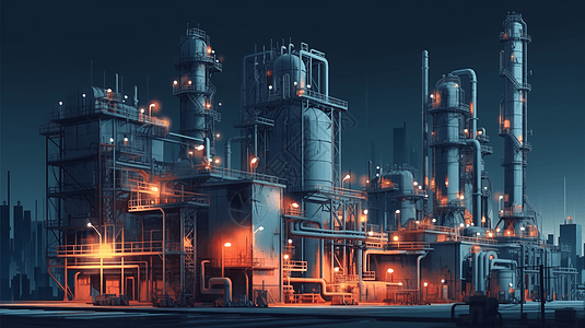 夜色中的化工厂图片