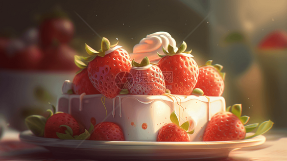 3D美味草莓蛋糕图片