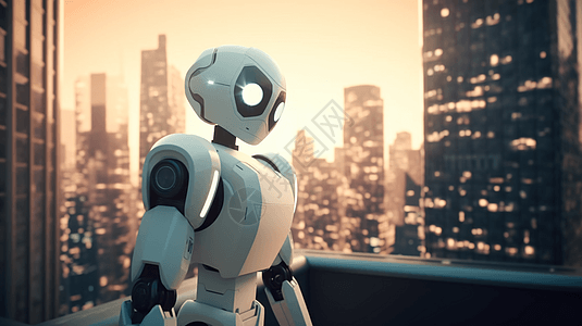 未来城市中的机器人图片