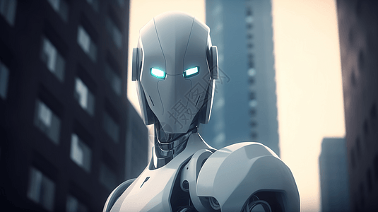 城市中机器人背景图片
