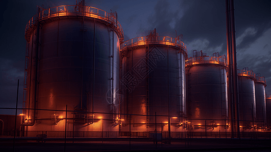 夜晚下的化工厂背景图片