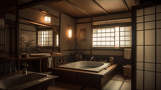 古典日式风格浴室高清图片