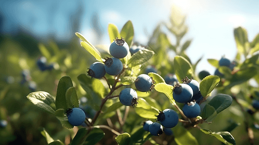 阳光下成熟的蓝莓图片