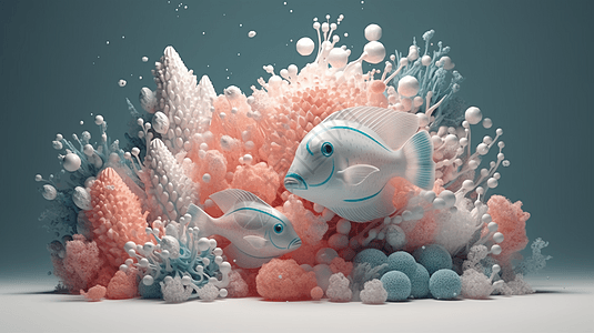 3D唯美热带鱼与珊瑚图片