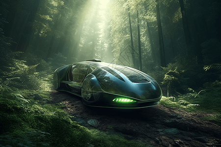 森林里的悬浮汽车图片
