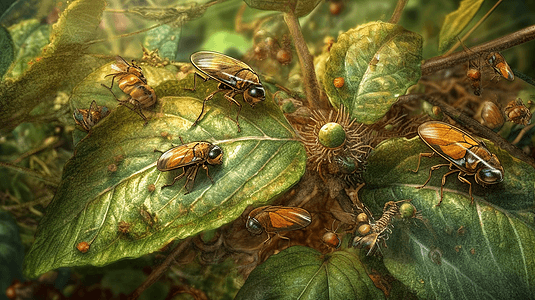 树叶上的昆虫图片