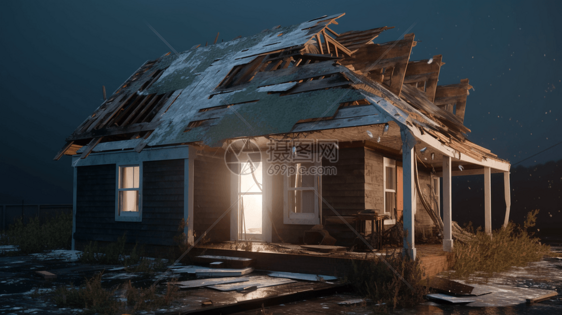 飓风过后的房子图片