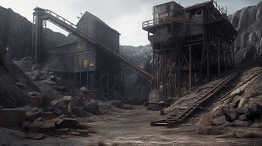 小旧工厂素材煤矿工厂背景