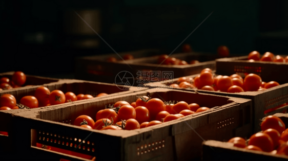木筐里的新鲜的西红柿图片
