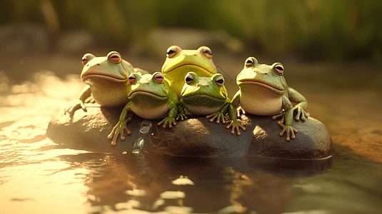 一群青蛙聚集在一起图片