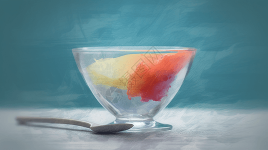水彩碗中的冰糕背景图片