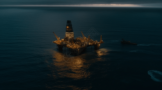 海面上的石油钻井平台图片