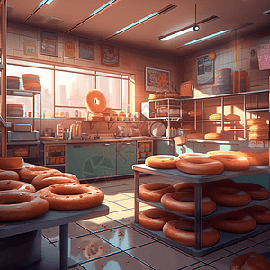 面包店里的甜甜圈图片