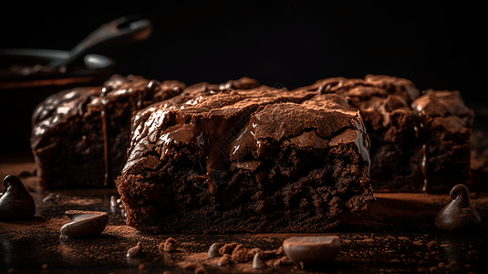 黑巧克力布朗尼夹心蛋糕图片