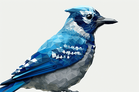 几何菱形蓝色3D立体动物鸟背景图片