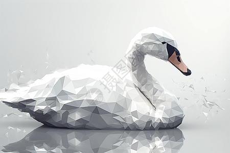 几何菱形白色立体动物天鹅背景图片