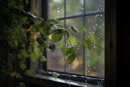 窗外的小雨图片