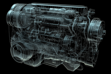 汽车发动机的x射线渲染图图片