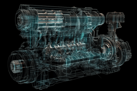 汽车发动机的x射线视图图片