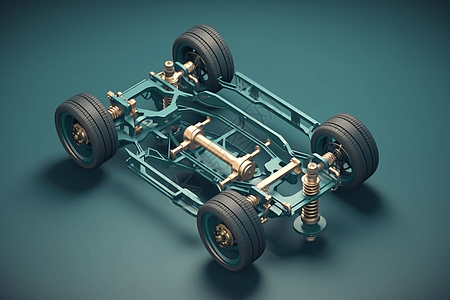 3D汽车悬架系统渲染图图片