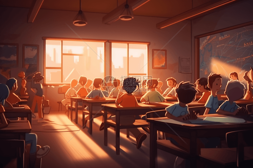 小学课堂场景插画图片下载-正版图片600007556-摄图网