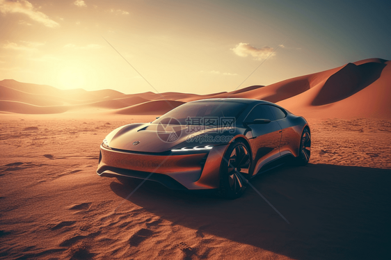 沙漠中的汽车图片