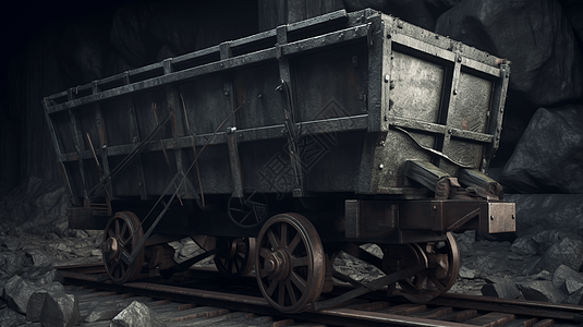 煤矿车在轨道上图片