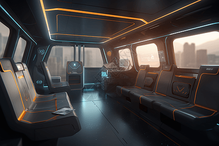 自动驾驶穿梭巴士渲染图图片