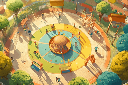 色彩缤纷的儿童乐园插画图片