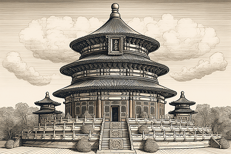中国天坛绘画背景图片