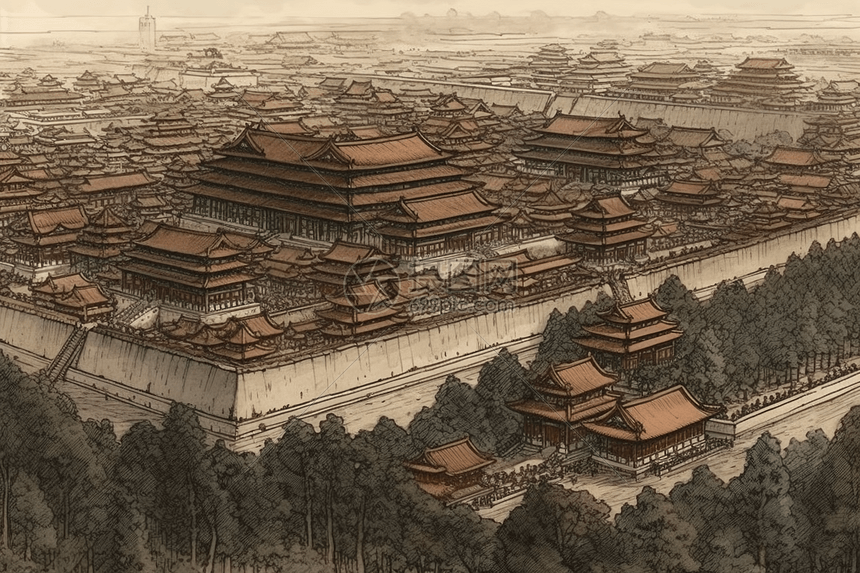 中国古代城墙插画图片下载-正版图片600008646-摄图网