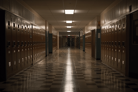 高中走廊和储物柜图片