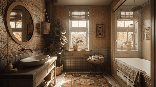 波西米亚风格浴室图片
