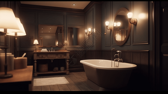 豪华装修的酒店浴室图片