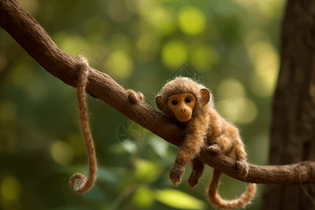 挂在树枝上的毛毡猴子图片
