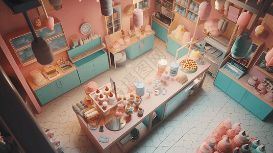 充满活力的粉色甜品店图片