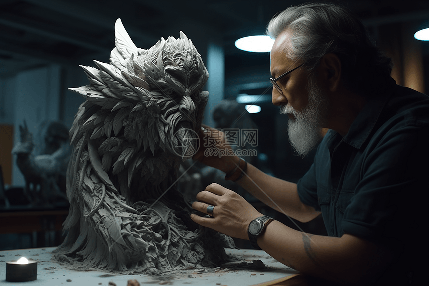 艺术家进行作品雕塑高清图片下载-正版图片600009253-摄图网