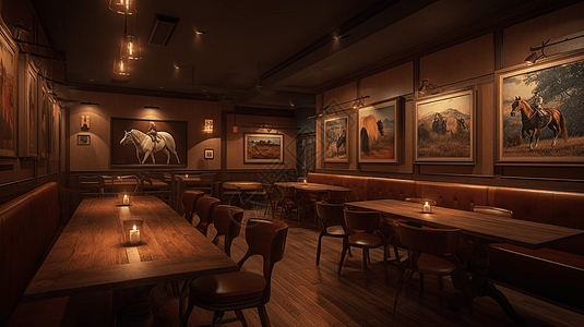 暗调装修的西餐厅背景图片