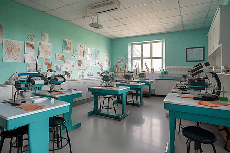 小学教室和显微镜图片