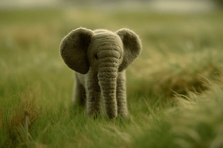 站在草地上的针毡羊毛大象图片