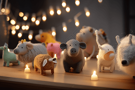 派对装饰羊毛毡动物派对插画