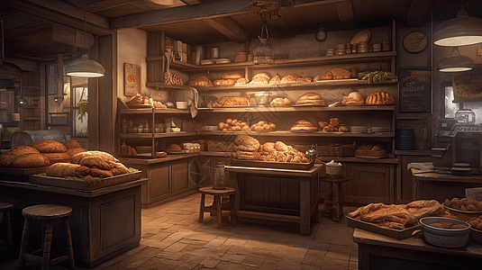 一个乡村面包店图片